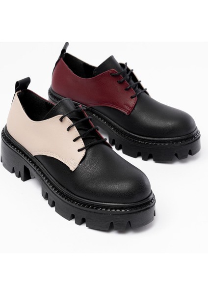 Siyah Garni Bağcıklı Günlük Yüksek Tabanlı Loafer Ayakkabı indirimleri