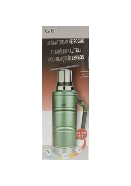 Gint Yeşil 2.2 Litre Vakumlu Avcı Kamp Termosu Yetkili Satıcı Yodi Bag