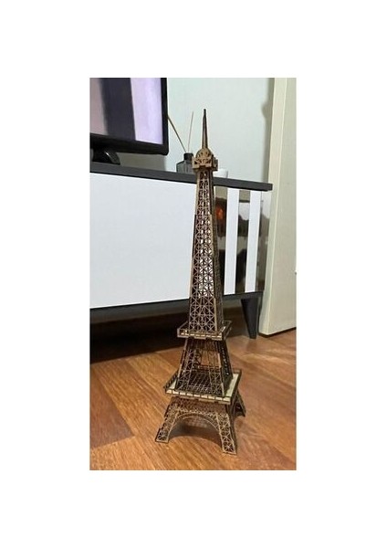 Kahverengi Ahşap Lazer Kesim Eyfel Kulesi Maketi 63CM