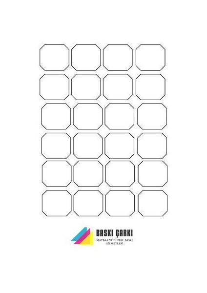 Özel Kesiimli Sticker A4 Ebat 24 Adet Çıkartma