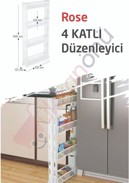 Organizer 4 Katlı Tekerli Tezgah Arası Raf Düzenleyici Org-77