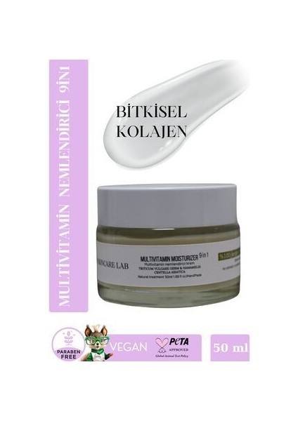Multivitamin Bitkisel Kolajen Içeren Organik Moisturizer 9 In 1 Krem Hamamelis Centella Asiatica