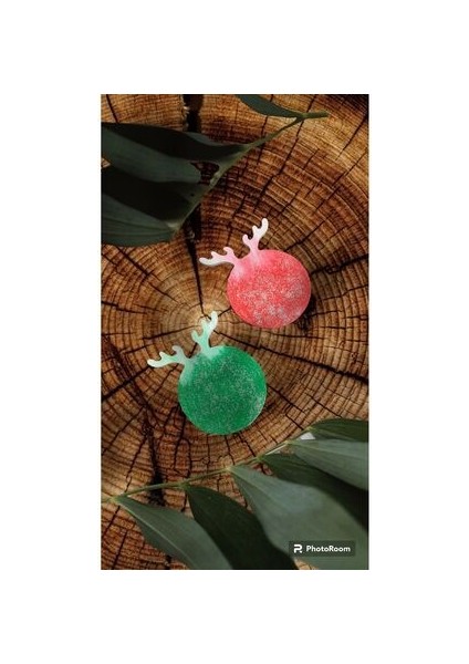 2'li Noel Geyiği Ahşap Sunumluk-Sunum Tablası