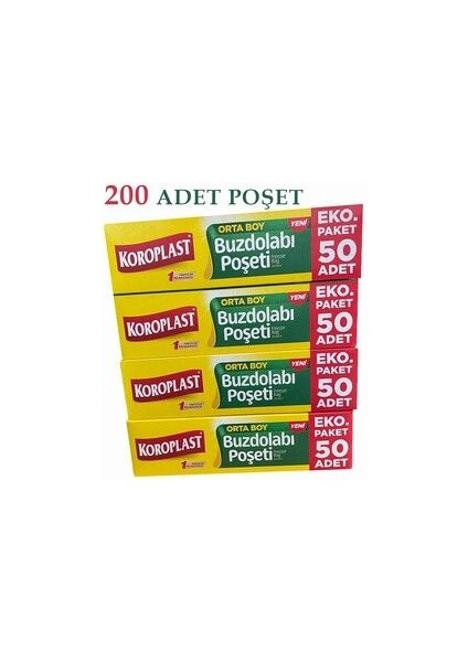 Buzdolabı Poşeti Orta Boy 50'li 4 Kutu