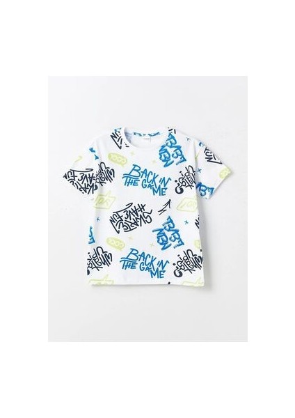 Bisiklet Yaka Baskılı Kısa Kollu Erkek Çocuk Şortlu Pijama Takımı