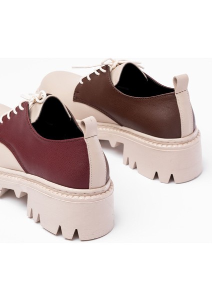 Bej Garni Bağcıklı Günlük Yüksek Tabanlı Loafer Ayakkabı fırsatları