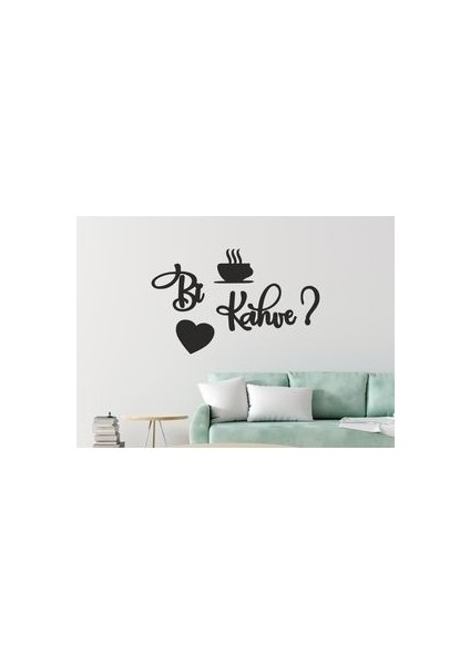 Siyah Ahşap Bi Kahve Mutfak Duvar Dekoru - Mutfak Duvar Süsü Lazer Kesim Tablo 45 cm x 25 cm