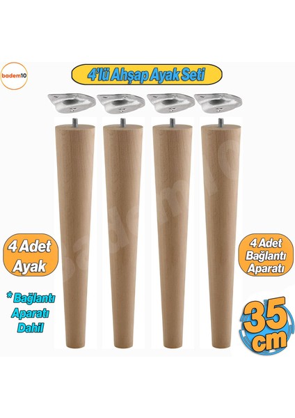 4'lü Ahşap Sehpa Ayak Takımı 35 cm Zigon - Puf - Tabure