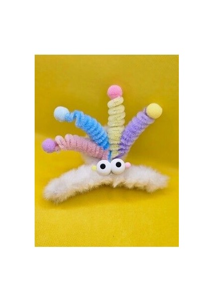 Peluş Ponpon Detaylı Büyük Gözlü 11 cm Mandal Toka fiyatları