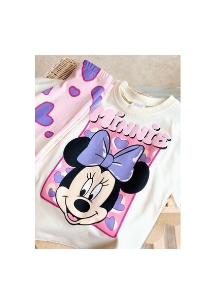 Minnie Mouse Kabartma Puf Baskılı Tşört ve Tayt Takım fiyatları