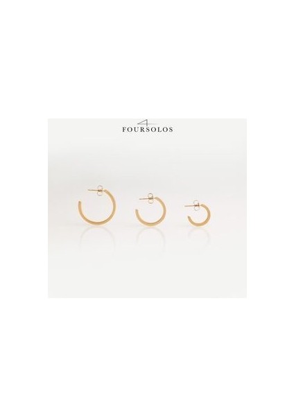 Çelik Kadın Küpe, 3'lü 3 Boy Yarım Halka, Gold Renk, No:7 modelleri