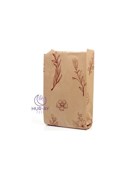 Çiçek Baskılı Kese Kağıdı / Kraft Kırmızı Çiçekli Paket Kağıdı/ 15X25/ 30 Adet modelleri