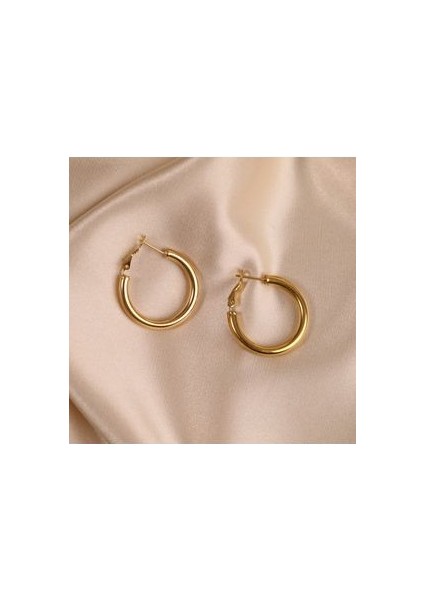 Çelik Kadın Küpe, Halka, Gold Renk, No:72