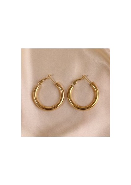 Çelik Kadın Küpe, Halka, Gold Renk, No:72