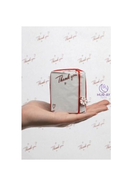Beyaz Üzeri Kırmızı Thank You Yazılı Pelur Kağıdı / Hediye Paket Kağıdı/ 50X70 / 15 Adet