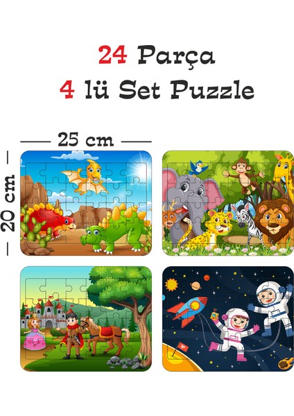 24 Parça Ahşap Eğitici Yapboz Puzzle Seti (Set 6)