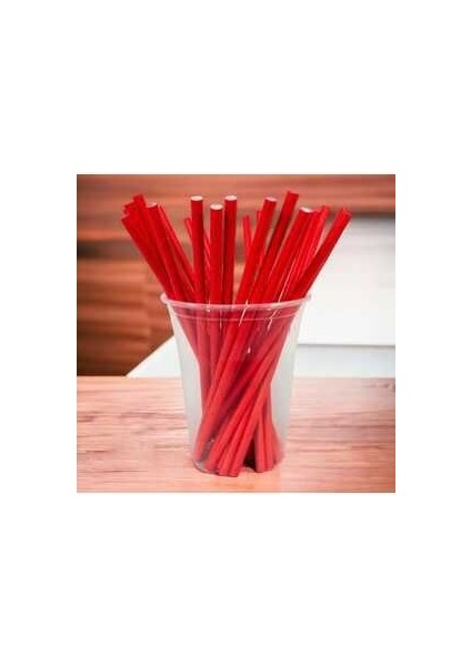 Kırmızı Kağıt Pipet 24LÜ
