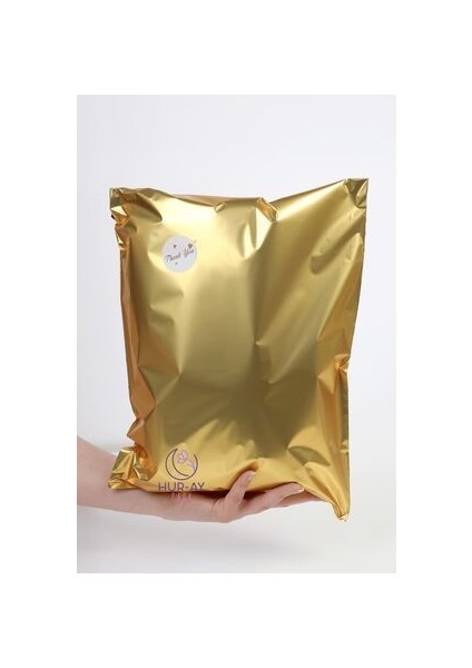 HUR-AY PACK 30X45 cm Lux Gold Metalize Hediye Poşeti / Hediye Paketi / 10 Adet