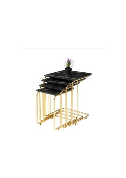 Ms - mm /4 Lü Tekerlekli C Zigon Sehpa - Sonata ( Hg-Gold Ayak )