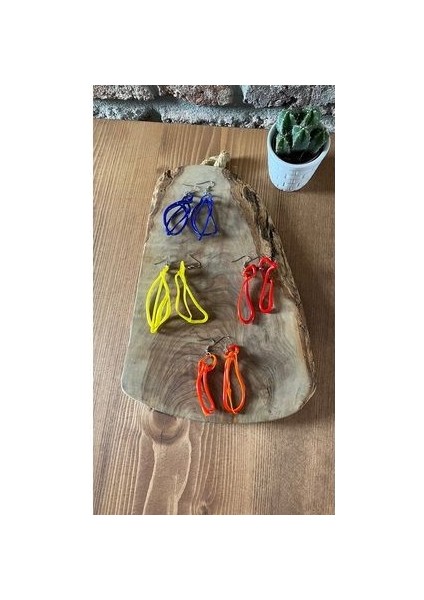 El Yapımı Nar Çiçeği Tasarım Murano Cam Küpe Kadın Günlük Modern Tarz Takı