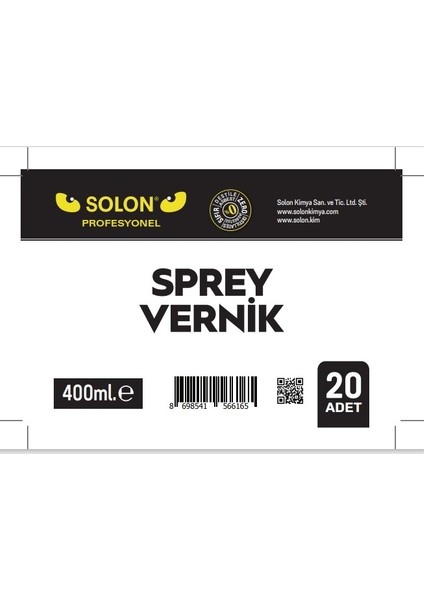 20 Adet (1 Koli) Profesyonel Parlak Sprey Vernik 400 ml