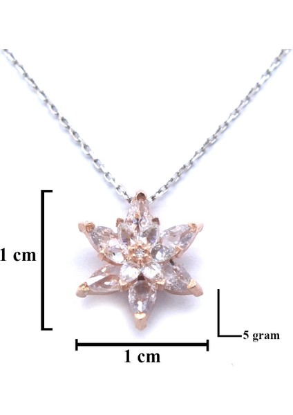 Beyaz Zirkon Taşlı Çiçek Model Rose Gümüş Kolye GK-262 fırsatları