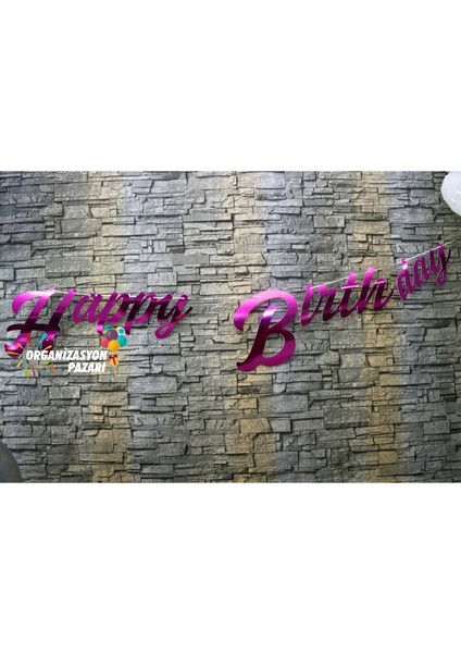 Fuşya Renkli Metalik Happy Birthday El Yazısı Banner indirimleri
