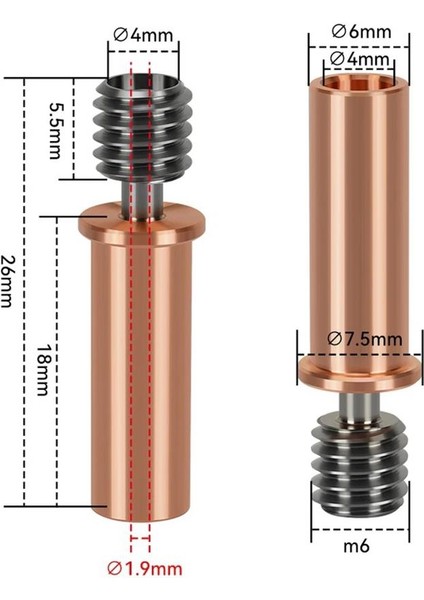 Anycubic Kobra 2 Serisi Uyumlu Titanyum Bi Metal Barel