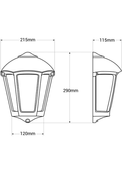 Uzmlight Fumagalli Bahçe Armatür Duvar Apliği E27 Duylu IP55 290X215MM ( Siyah-Şeffaf ) ( Fabio )