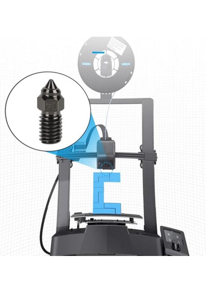 Creality Ender 3 V3 Se-Ender 7-Ender 5 S1 Sertleştirilmiş Çelik Nozzle(0.2mm)
