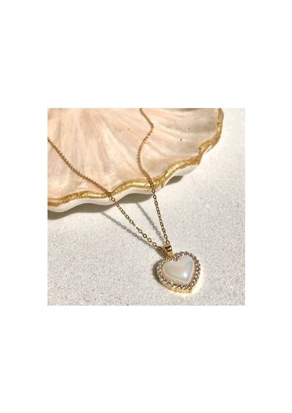 Gold Inci Sedef Kalpli Çelik Kolye fiyatları