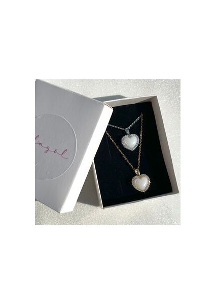 Gold Inci Sedef Kalpli Çelik Kolye modelleri