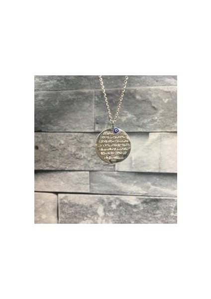 Kadın Gümüş Nazarlık Ayetel Kürsi Plaka Kolye