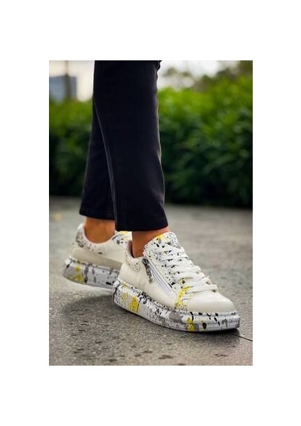 Kb-02 Kuback Bağcıklı Crocodile Beyaz Sarı Günlük Erkek Ayakkabı modelleri