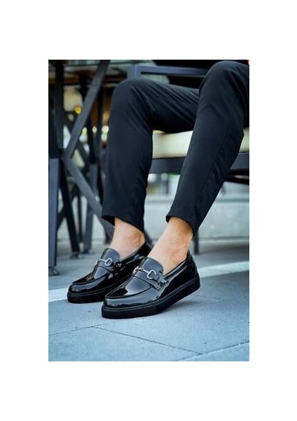 KB-027 Kuback Bağcıksız Kömür Rugan G Günlük Erkek Ayakkabı