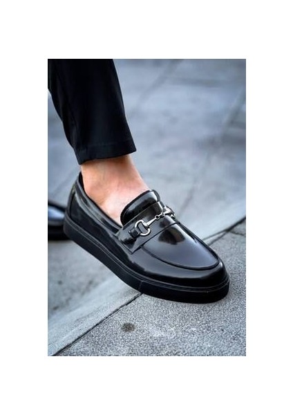 KB-027 Kuback Bağcıksız Kömür Rugan G Günlük Erkek Ayakkabı modelleri