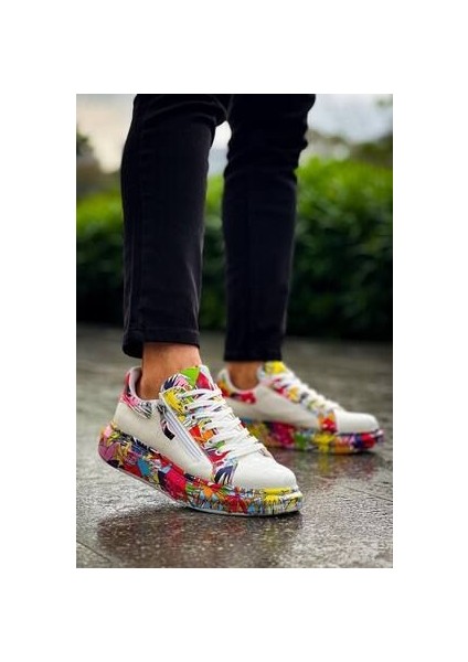 Kb-02 Kuback Bağcıklı Crocodile Beyaz Kırmızı Günlük Erkek Ayakkabı modelleri