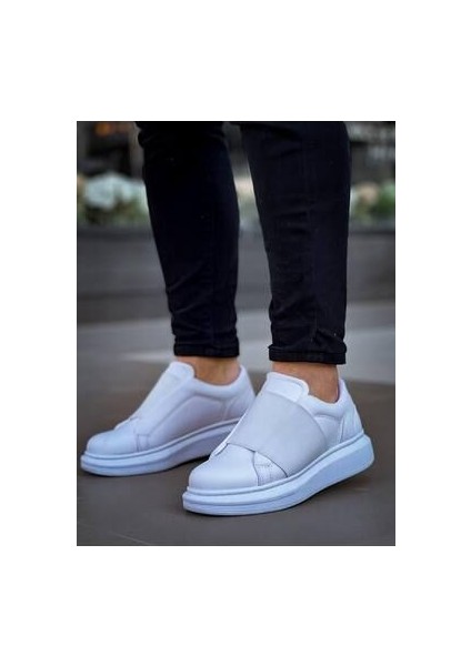 KB-040 Kuback Beyaz Cilt Lastikli Günlük Erkek Ayakkabı