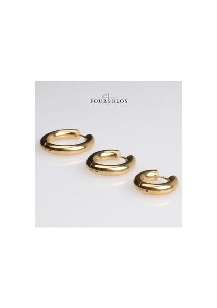 Çelik Kadın Küpe, 3'lü 3 Boy Halka, Gold Renk, No:3 fırsatları