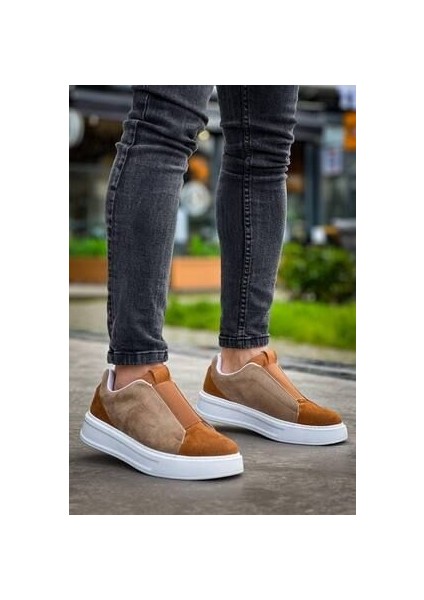 KB-007 Kuback Vizon Taba Yüksek Taban Tek Bant Bağcıksız Günlük Erkek Ayakkabı