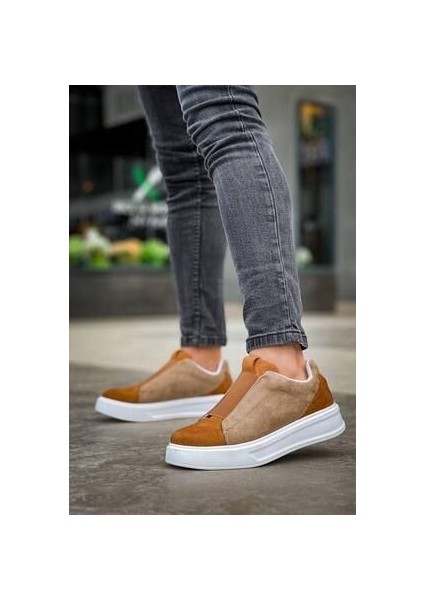 KB-007 Kuback Vizon Taba Yüksek Taban Tek Bant Bağcıksız Günlük Erkek Ayakkabı modelleri