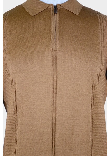 244100407 Nehir Fermuarlı P.yaka Camel