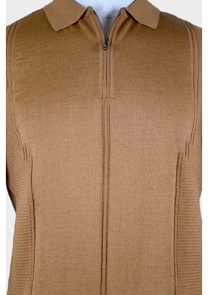 244100407 Nehir Fermuarlı P.yaka Camel