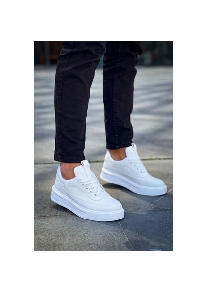 KB-006 Kuback Beyaz Cilt Yüksek Taban Bağcıklı Günlük Erkek Ayakkabı modelleri