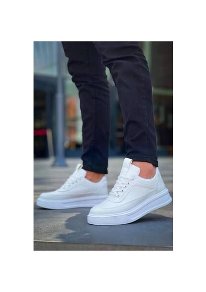 KB-006 Kuback Beyaz Cilt Yüksek Taban Bağcıklı Günlük Erkek Ayakkabı indirimleri