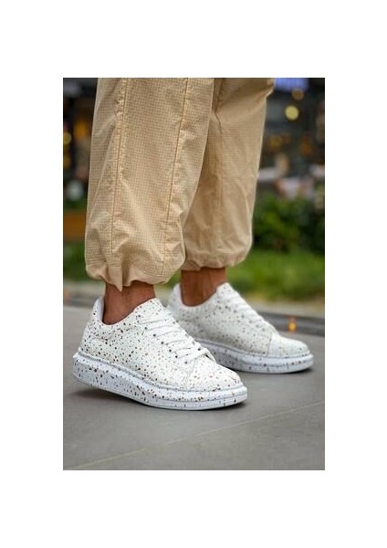 KB-X500 Kuback Beyaz Gold Bağcıklı Günlük Erkek Ayakkabı modelleri