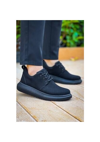 KB-003 Kuback Siyah Süet Siyah Taban Bağcıklı Günlük Erkek Ayakkabı