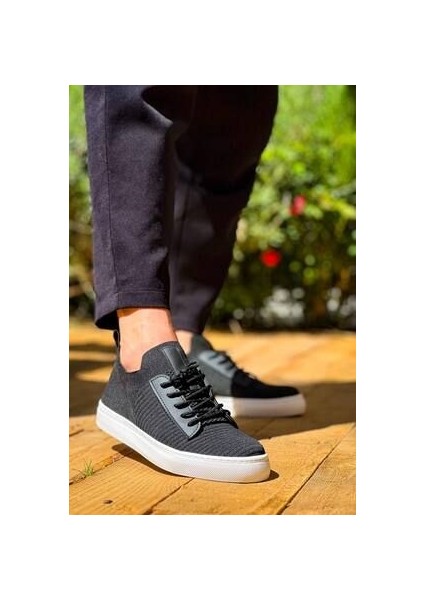 KB-110 Kuback Back Siyah Triko Yüksek Taban Bağcıklı Günlük Erkek Ayakkabı