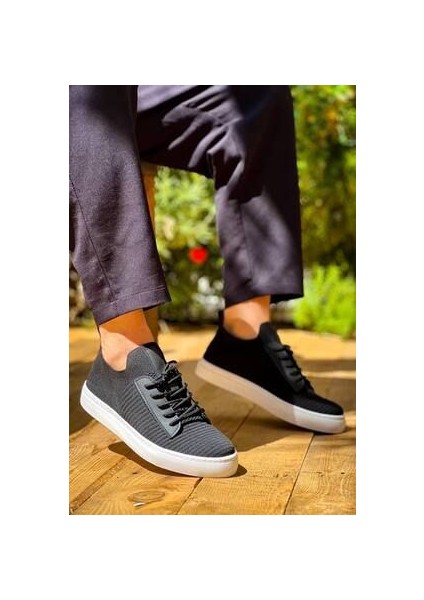 KB-110 Kuback Back Siyah Triko Yüksek Taban Bağcıklı Günlük Erkek Ayakkabı modelleri