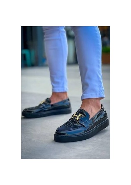 KB-027 Kuback Bağcıksız Kömür Rugan H Günlük Erkek Ayakkabı